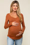 Rust Basic Long Sleeve Maternity Top