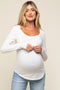 White Basic Long Sleeve Maternity Top