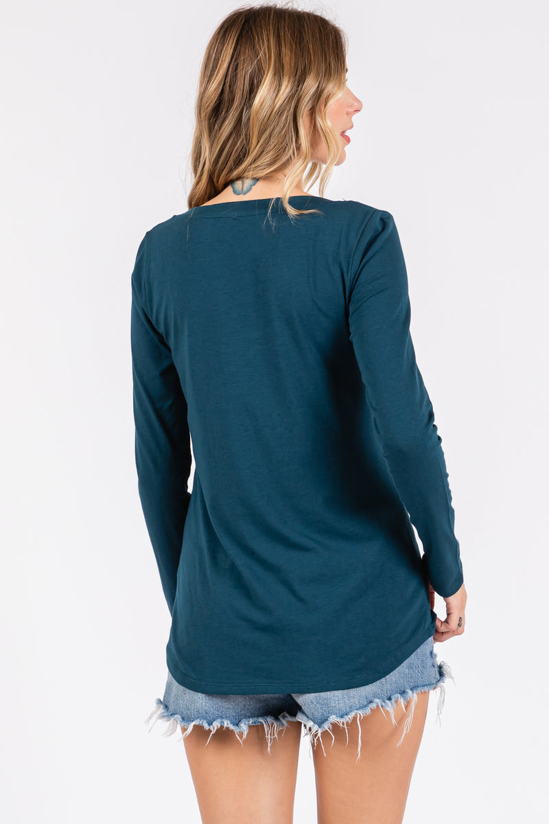 Teal Washed Short Sleeve Top