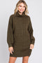 Olive Cable Knit Mini Sweater Dress