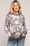 Grey Floral Maternity Sweater