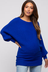 Royal Blue Knit Dolman Sleeve Maternity Sweater