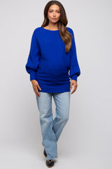 Royal Blue Knit Dolman Sleeve Maternity Sweater