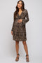 Taupe Printed Plisse Maternity Dress