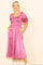 Mauve Satin Smocked Midi Dress