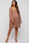 Mocha Floral Tier Long Sleeve Maternity Dress