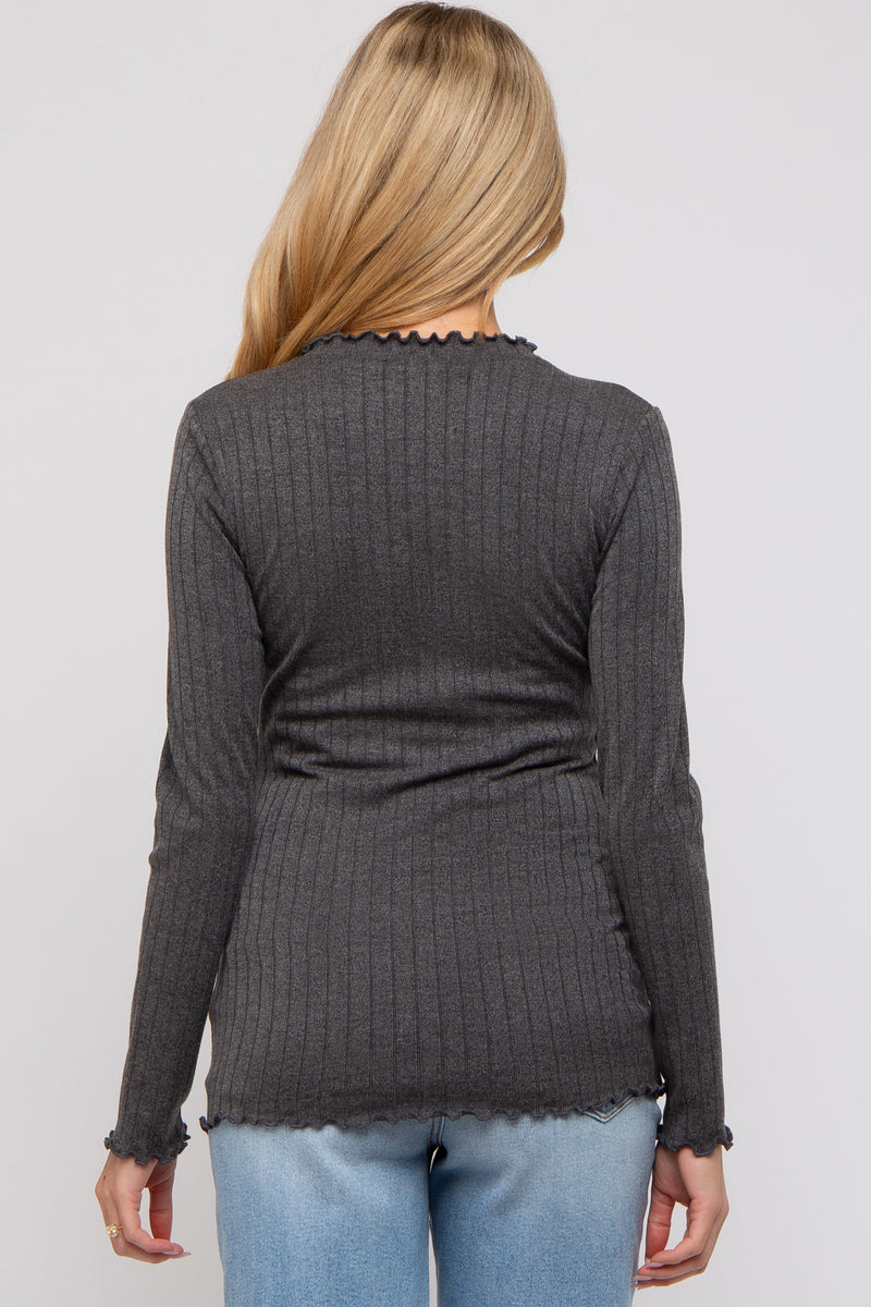 Comfy Ribbed Maternity Dress With Lettuce Trim - Perfect For Pregnancy & Beyond