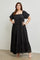 Black Floral Chiffon Smocked Square Neck Plus Maxi Dress
