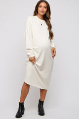 Cream Oversized Maternity Sweatshirt Midi Dress