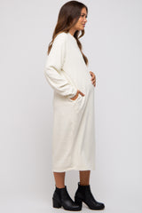 Cream Oversized Maternity Sweatshirt Midi Dress