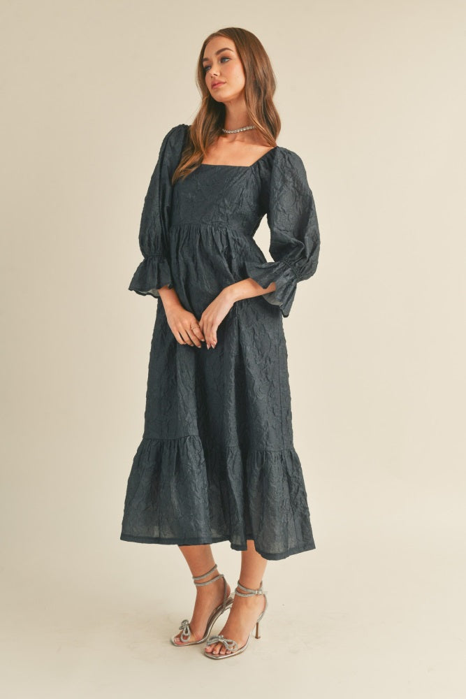 Flowing midi dress dark Blue Navy