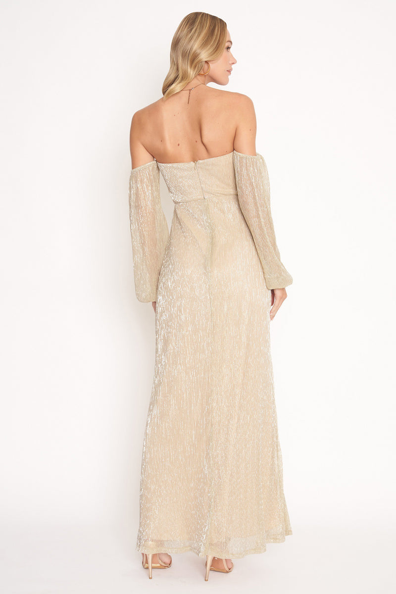 Gold Off Shoulder Maxi Dress – PinkBlush