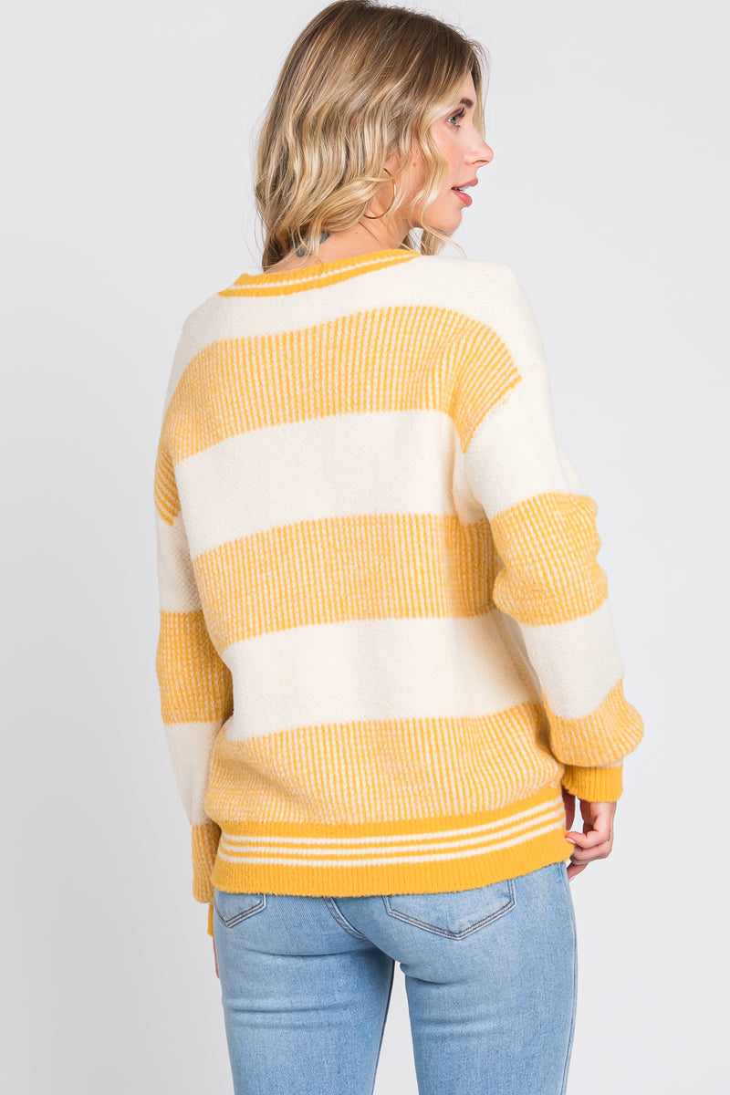 Striped Fuzzy Long Sleeve Sweater