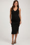 Black Ruched V-Neck Maternity Fitted Dress