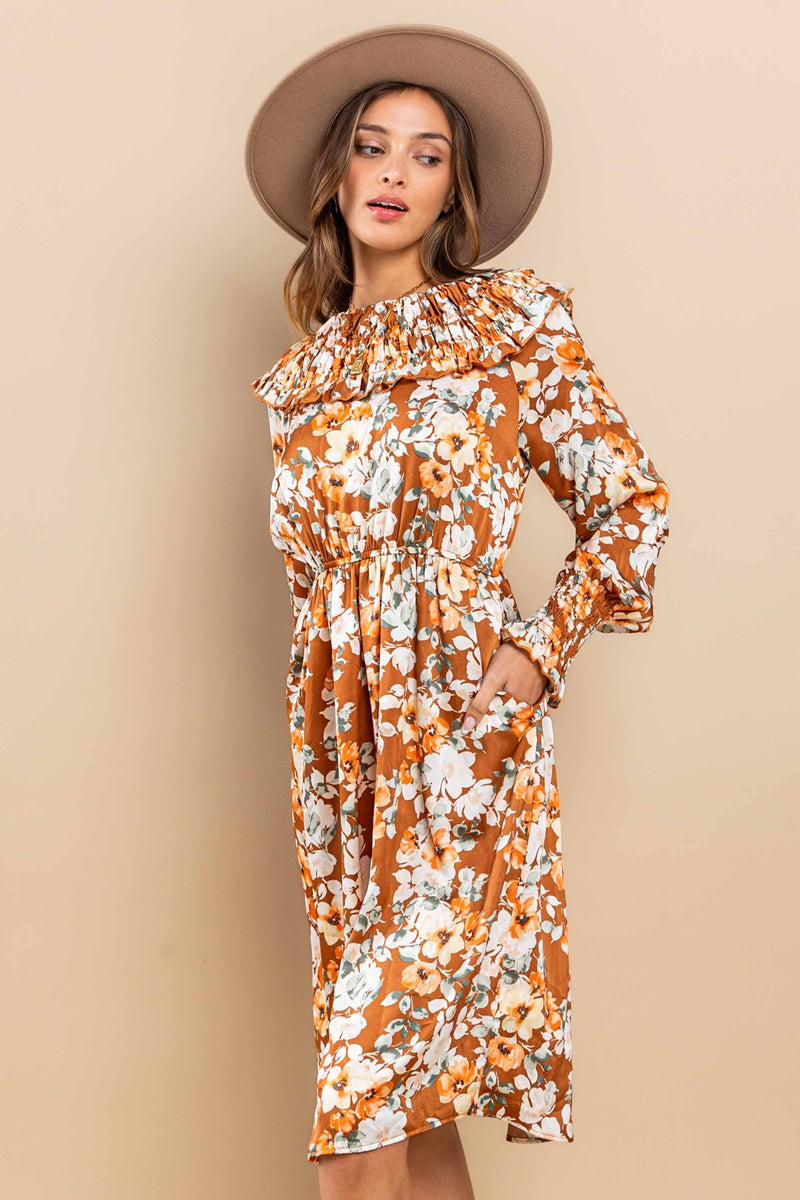 Printed Ruffle Bib Midi Dress Other Stories Printed Ruffle Bib Midi Dress  Top Midi Dress And
