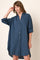 Navy Blue Gauze Button Down Dress