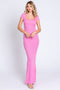 Pink Ribbed Scoop Neck Maxi Dress