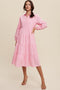 Pink Tiered Collared Midi Dress