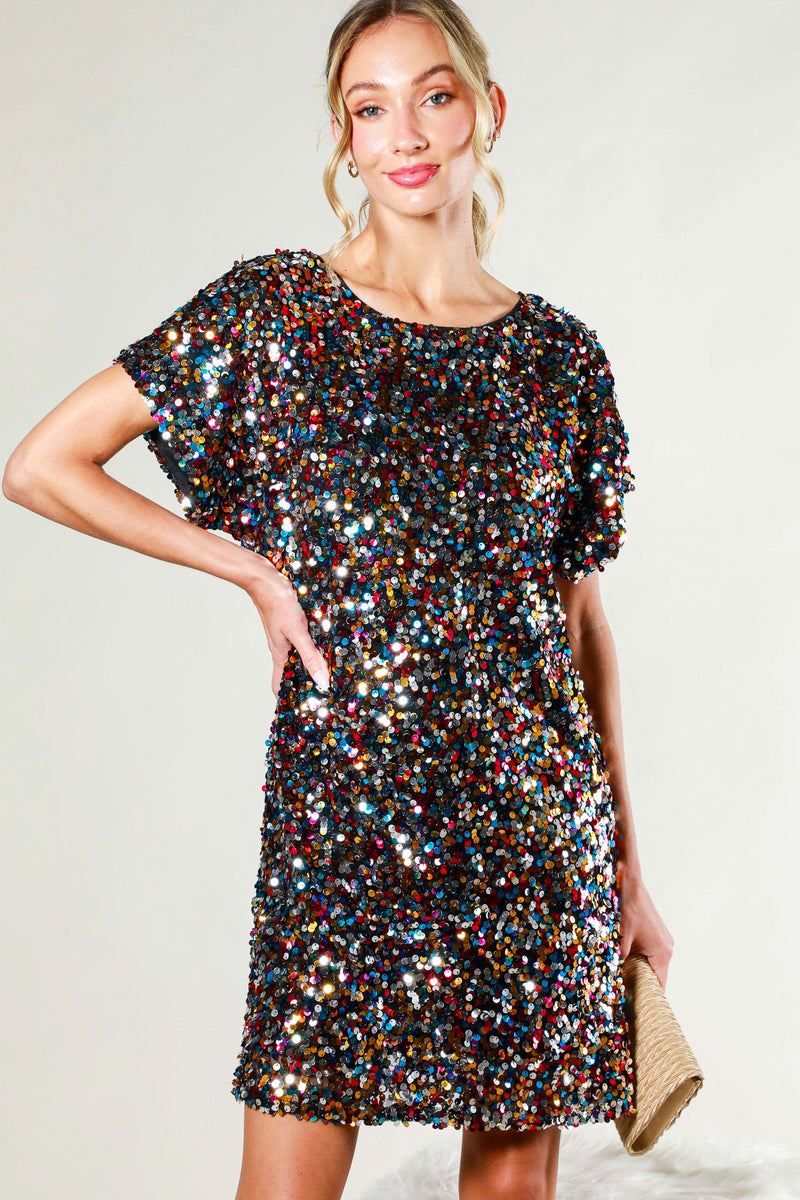 Black Multi Color Sequin Dress– PinkBlush