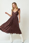 Brown Sleeveless Pleated Dress