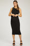 Black Rib Knit Sleeveless Maternity Midi Dress