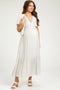 Gray Smocked Flutter Sleeve Maternity Midi Dress