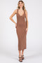 Mocha Ribbed Sweetheart Neck Midi Dress