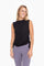 Black Rib Knit Ruched Drawstring Tank Top