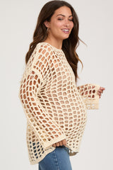 Cream Open Knit Maternity Top