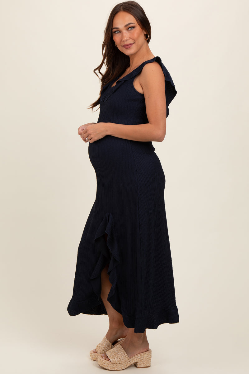 Zipless Maternity Dress with Slit- Purple
