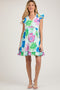Light Blue Floral Ruffle Shoulder Maternity Dress