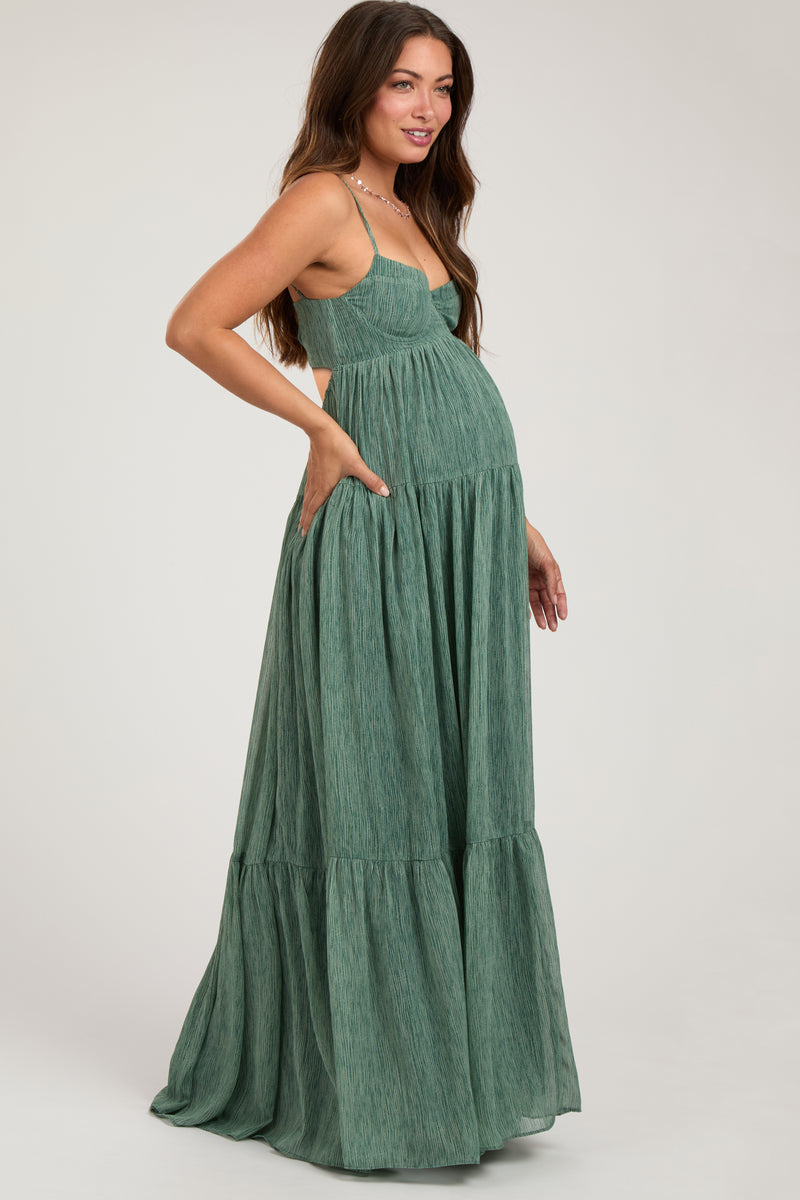 Light Olive Printed Tiered Maternity Maxi Dress Light Olive Printed Tiered Maternity Maxi Dress