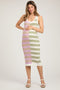 Taupe Colorblock Striped Fitted Maternity Midi Dress