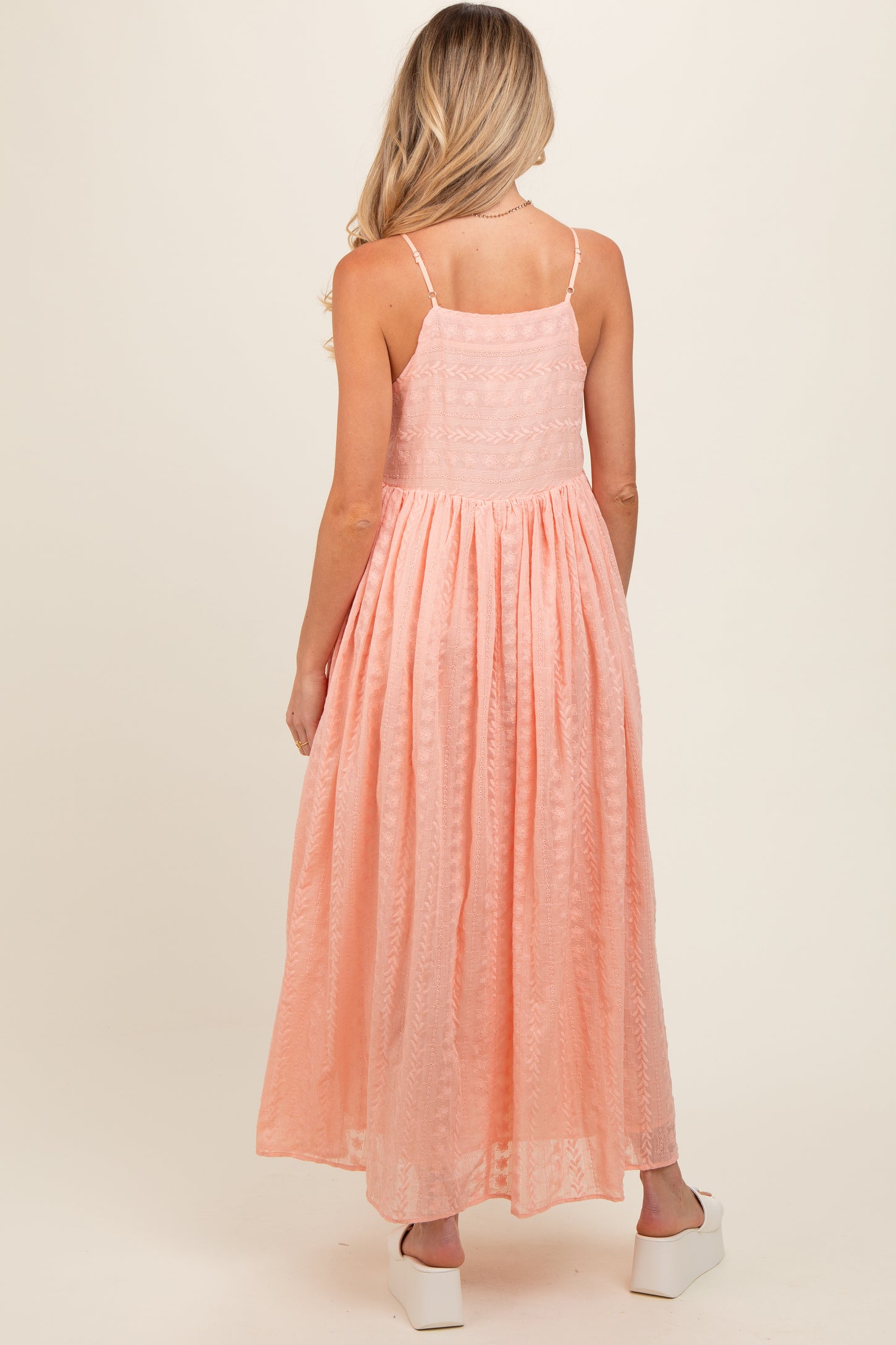 Light Pink Embroidered Tassel Tie Maternity Maxi Dress PinkBlush Light Pink Embroidered Tassel Tie Maternity Maxi Dress PinkBlush