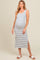 Light Blue Striped Side Slit Maternity Midi Dress