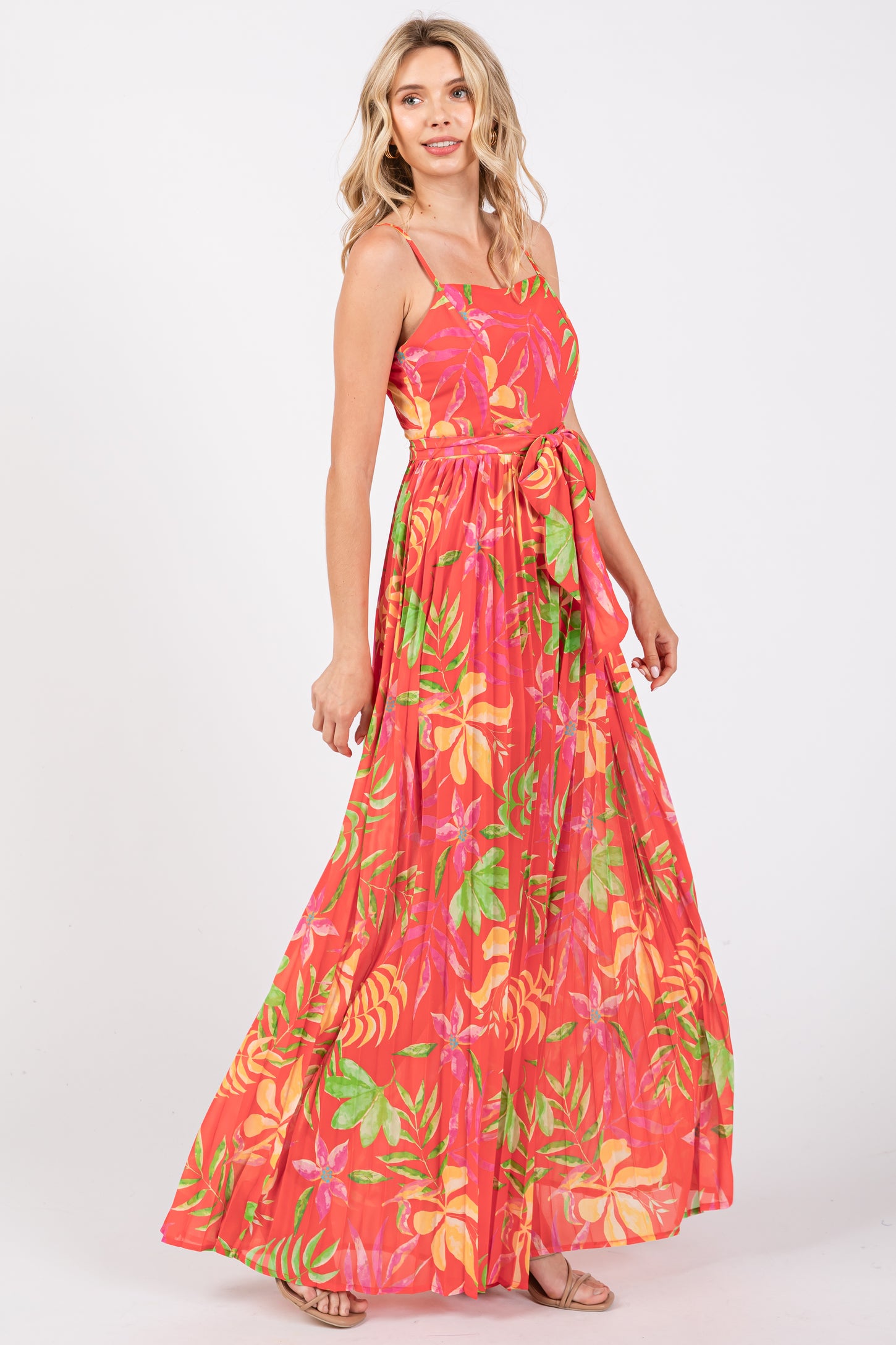 Red Floral Wide Leg Jumpsuit