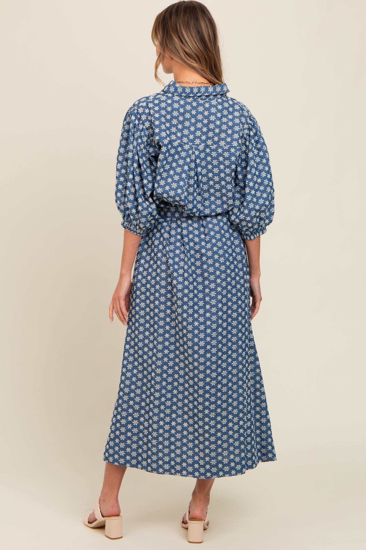 embroidered chambray dress Tabitha Embroidered Chambray Dress in Mid Wash