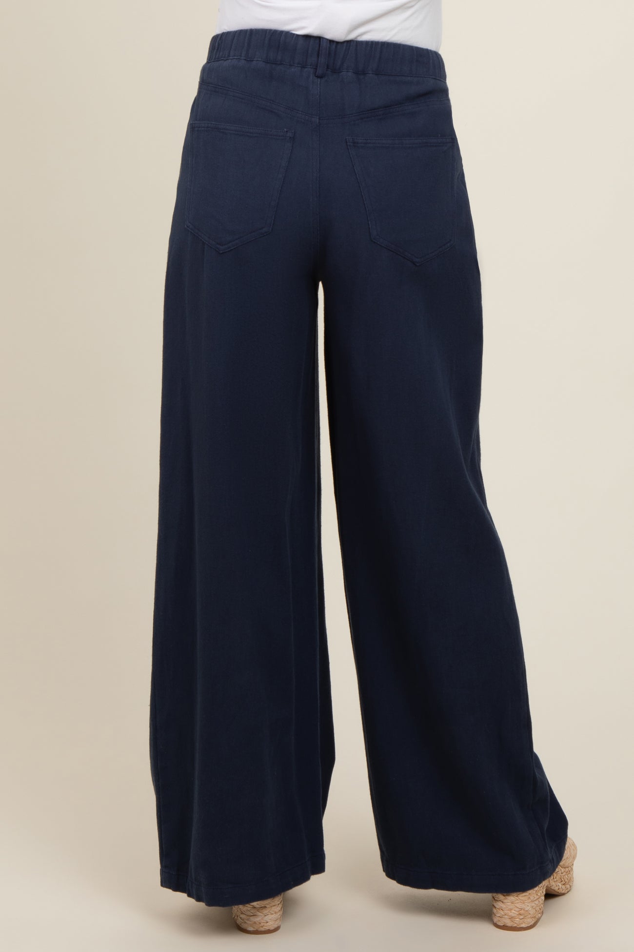 Navy Blue Drawstring Wide Leg Maternity Pants PinkBlush Navy Blue Drawstring Wide Leg Maternity Pants PinkBlush