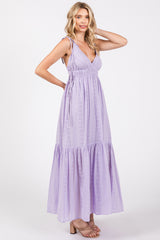 Lavender Floral Eyelet Shoulder Tie Dress