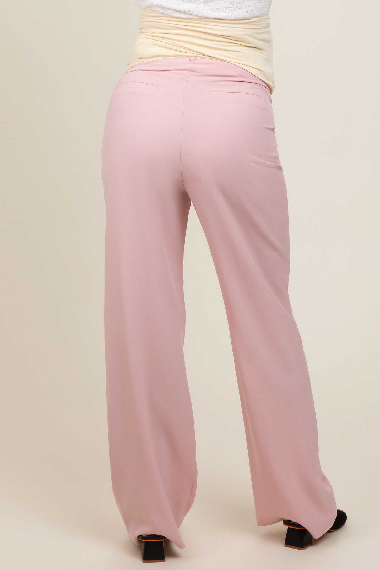 Pink Basic Maternity Dress Pants