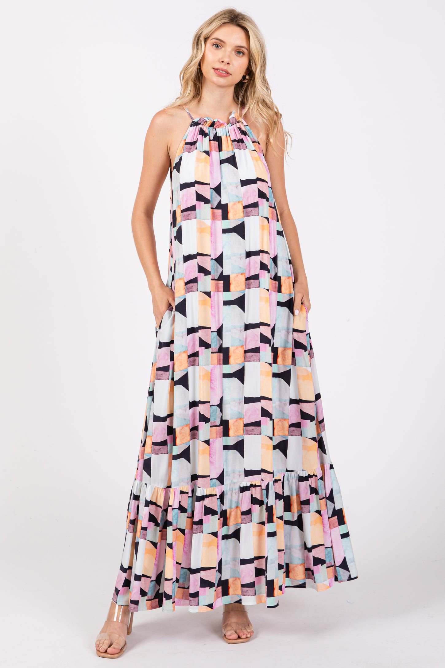 Black Empire Ruffle Hem Maternity Midi Dress