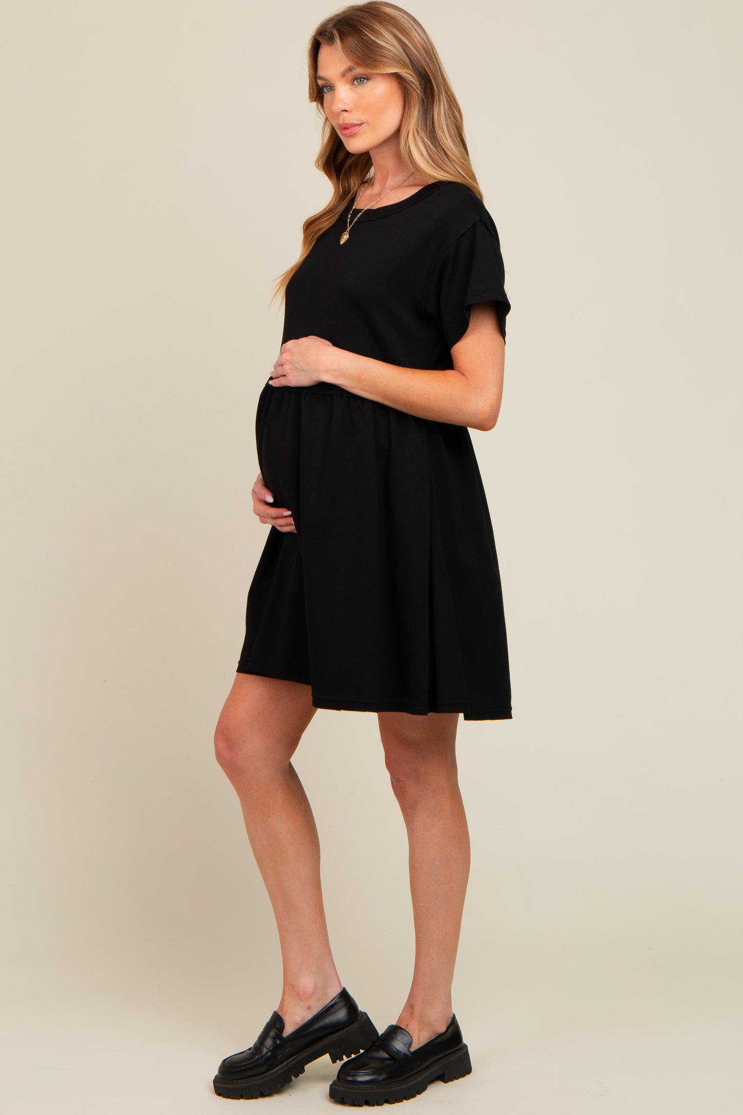black cut out maternity dress Black Satin Tie Front Cutout Maternity Midi Dress PinkBlush