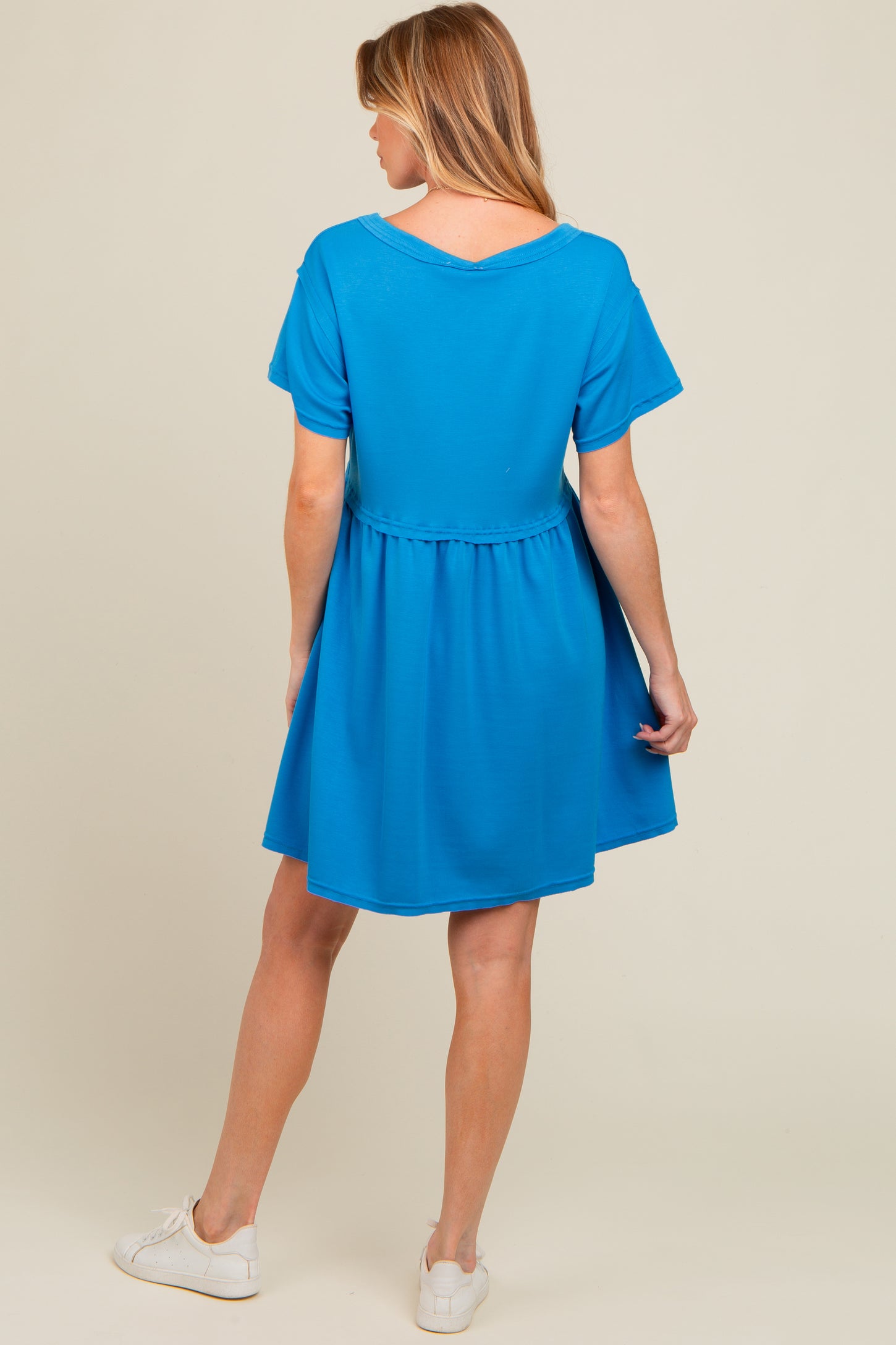royal blue maternity dress short Angel Maternity Navy Short Sleeve Maternity Tiered Dress