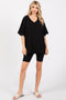 Black Oversized V-Neck Biker Short Set