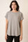 Grey Rolled Cuff Short Sleeve Top
