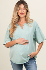 Mint Washed Cotton Jersey Oversized Maternity Top