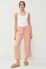 Salmon Front Tie Cropped Pants