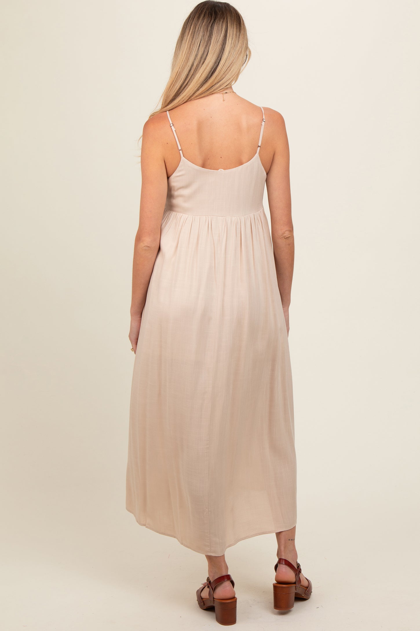 Beige Flowy Maternity Maxi Dress PinkBlush Beige Flowy Maternity Maxi Dress PinkBlush