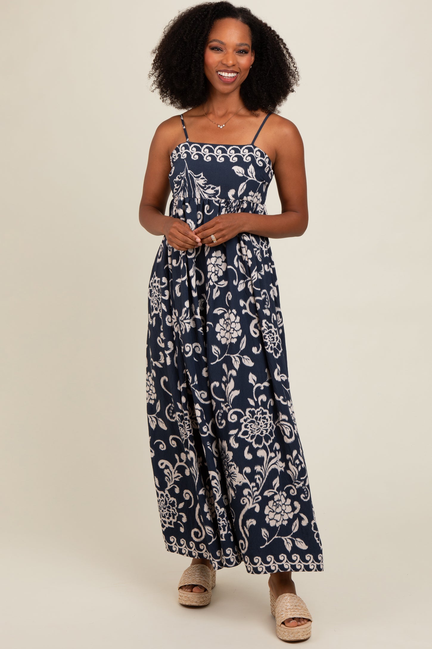 Navy Printed Maxi Dress