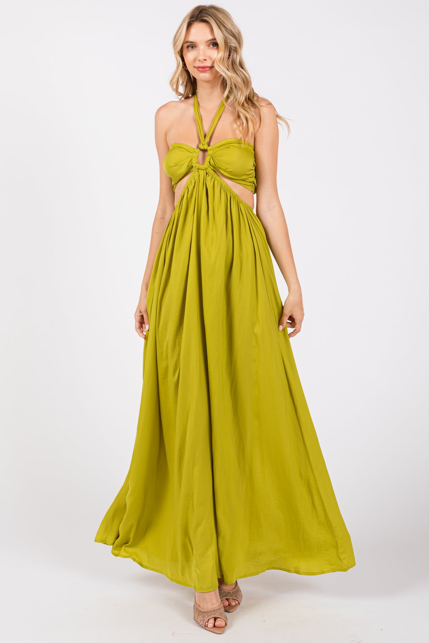 Lime Halter Cutout Maxi Dress PinkBlush Lime Halter Cutout Maxi Dress PinkBlush